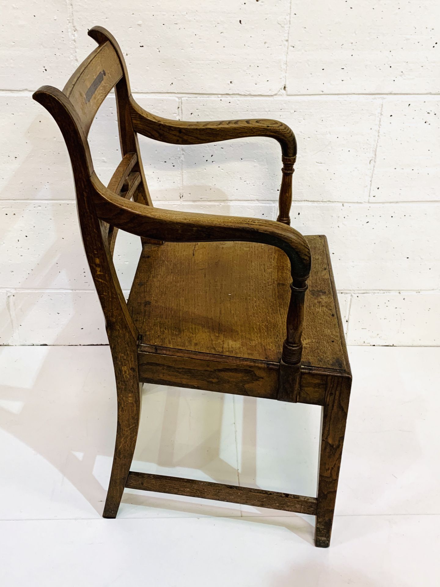 Victorian oak open arm chair - Image 3 of 4