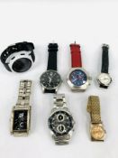 Seven various fashion wristwatches.