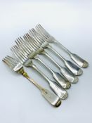 6 Victorian silver table forks