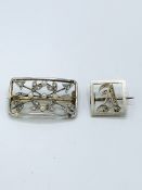 Two diamond set brooches