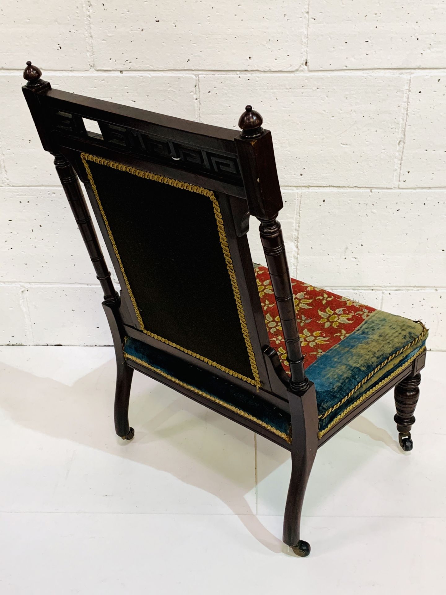 French Mahogany 19th Century nursing chair with original fabric. - Image 3 of 3