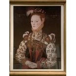 Queen Elizabeth 1st aged 21, print, framed and glazed, 46 x 60.5 cm s