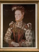 Queen Elizabeth 1st aged 21, print, framed and glazed, 46 x 60.5 cm s