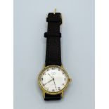 Rotary Incabloc manual wind wrist watch with leather strap.