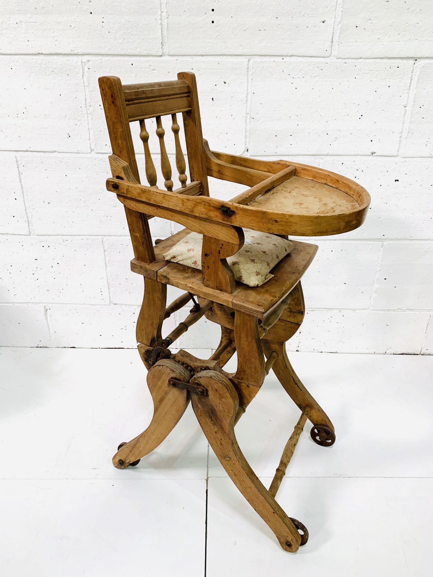 Metamorphic wooden high chair by S. Ockenden and Son. - Image 2 of 2