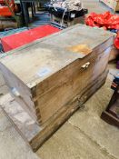 2 wooden tool chests, 69 x 32 x 31 and 82 x 37 x 18.