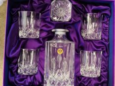 Royal Crystal Rock Italian decanter and 4 tumblers.