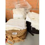 Quantity of linen and lace including Christening gowns and tablecloths.