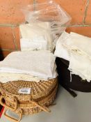 Quantity of linen and lace including Christening gowns and tablecloths.