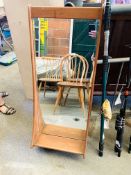 Danish bevelled glass wall mirror with shelf beneath.