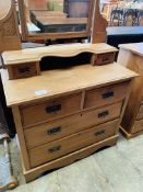 Pine chest of 2 over 2 drawers, and a dressing table mirror