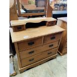 Pine chest of 2 over 2 drawers, and a dressing table mirror