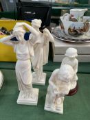 Four Greek parian china figurines.