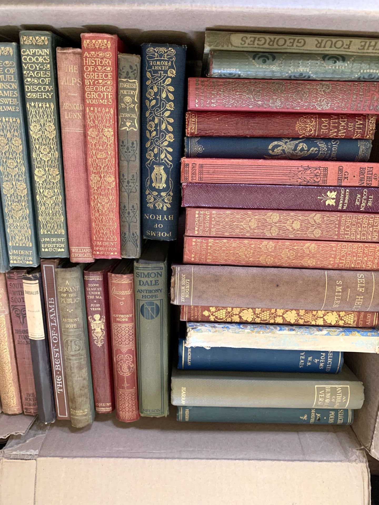 Quantity of various books including poetry and history.