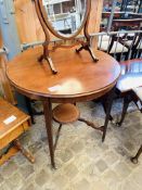 Mahogany display table with inlaid top.