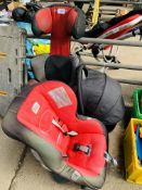 Britax, MaxCosi car seats and a Carrycot. This item carries VAT.