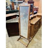 Bevelled edge pine framed cheval mirror