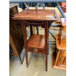 Mahogany display table with drawer to shelf