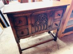 Victorian Gothic style oak sideboard.