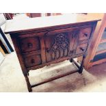 Victorian Gothic style oak sideboard.