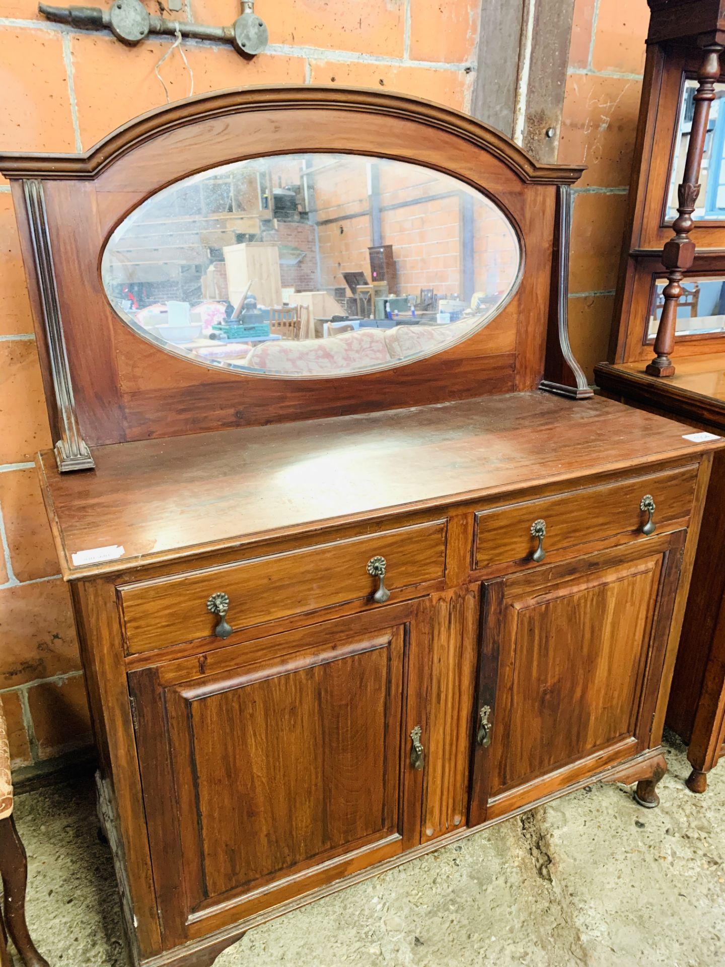 Mahogany mirrored sideboard with two frieze drawer over two cupboards. - Image 2 of 2