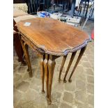 Mahogany nest of 3 tables; together with low retro coffee table
