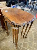 Mahogany nest of 3 tables; together with low retro coffee table