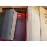 Collection of hymn books, Order of Service of Queen Elizabeth's Coronation, and various sheet music.