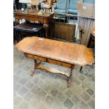 Walnut veneer drop leaf side table.