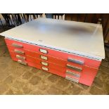 4 drawer plan chest, 96 x 77 x 38cms.