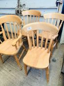 Two Windsor chairs and two carvers.