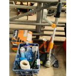 Titan cordless strimmer; 2 3 tonne axle stands; car cleaning equipment. This item carries VAT.