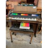 Kimble electric organ, stool, instructions & sheet music.