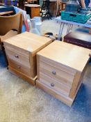 Pair of Alexander Furniture light oak 2 drawer bedside cabinets.