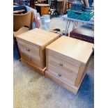 Pair of Alexander Furniture light oak 2 drawer bedside cabinets.