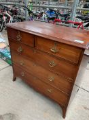 Victorian mahogany chest of 2 over 3 drawers, with brass handles