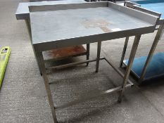 Stainless steel corner prep table H:90cm, W:90cm, D:72cm