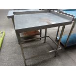 Stainless steel corner prep table H:90cm, W:90cm, D:72cm