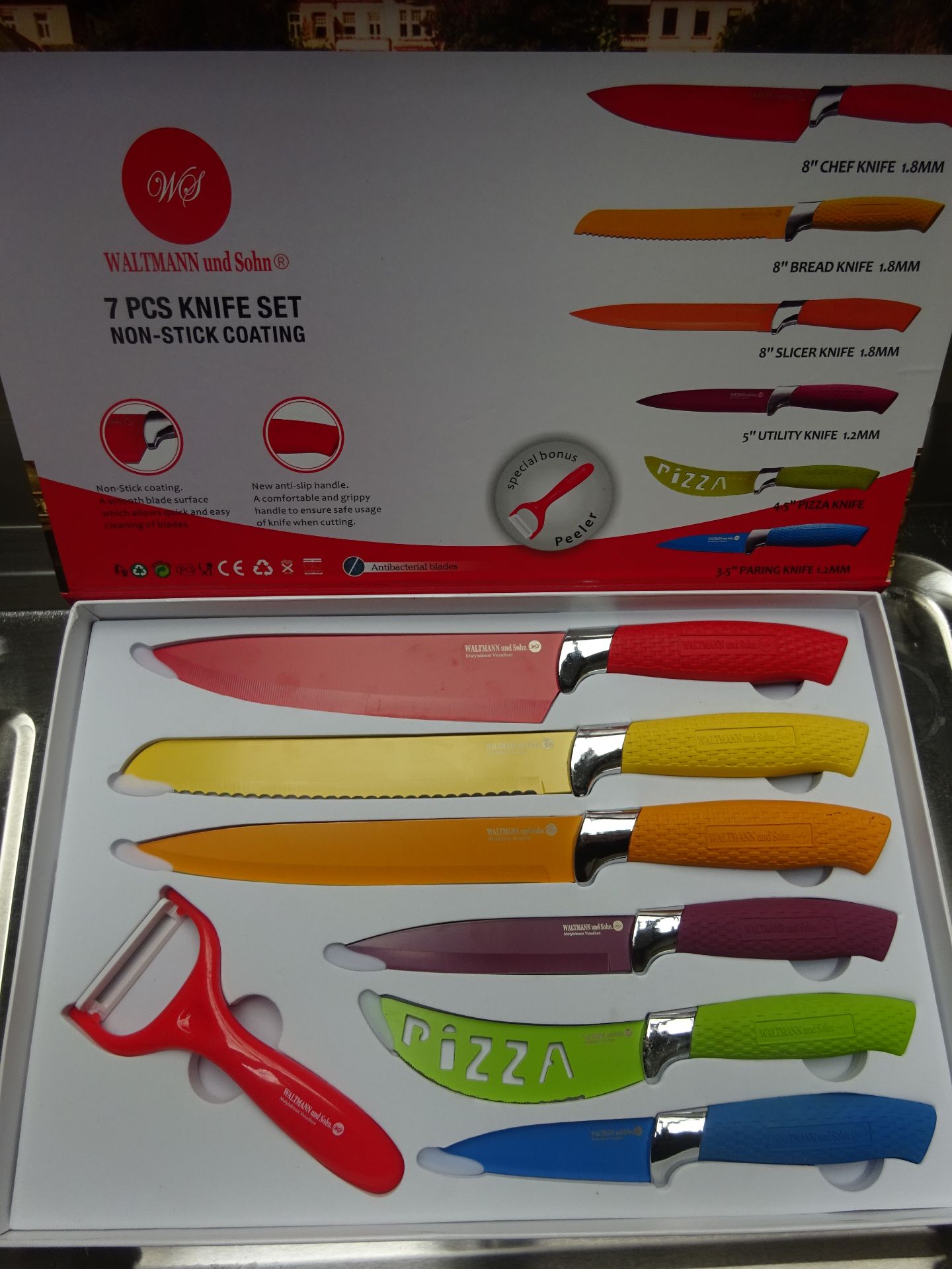 7pc knife set - multicoloured