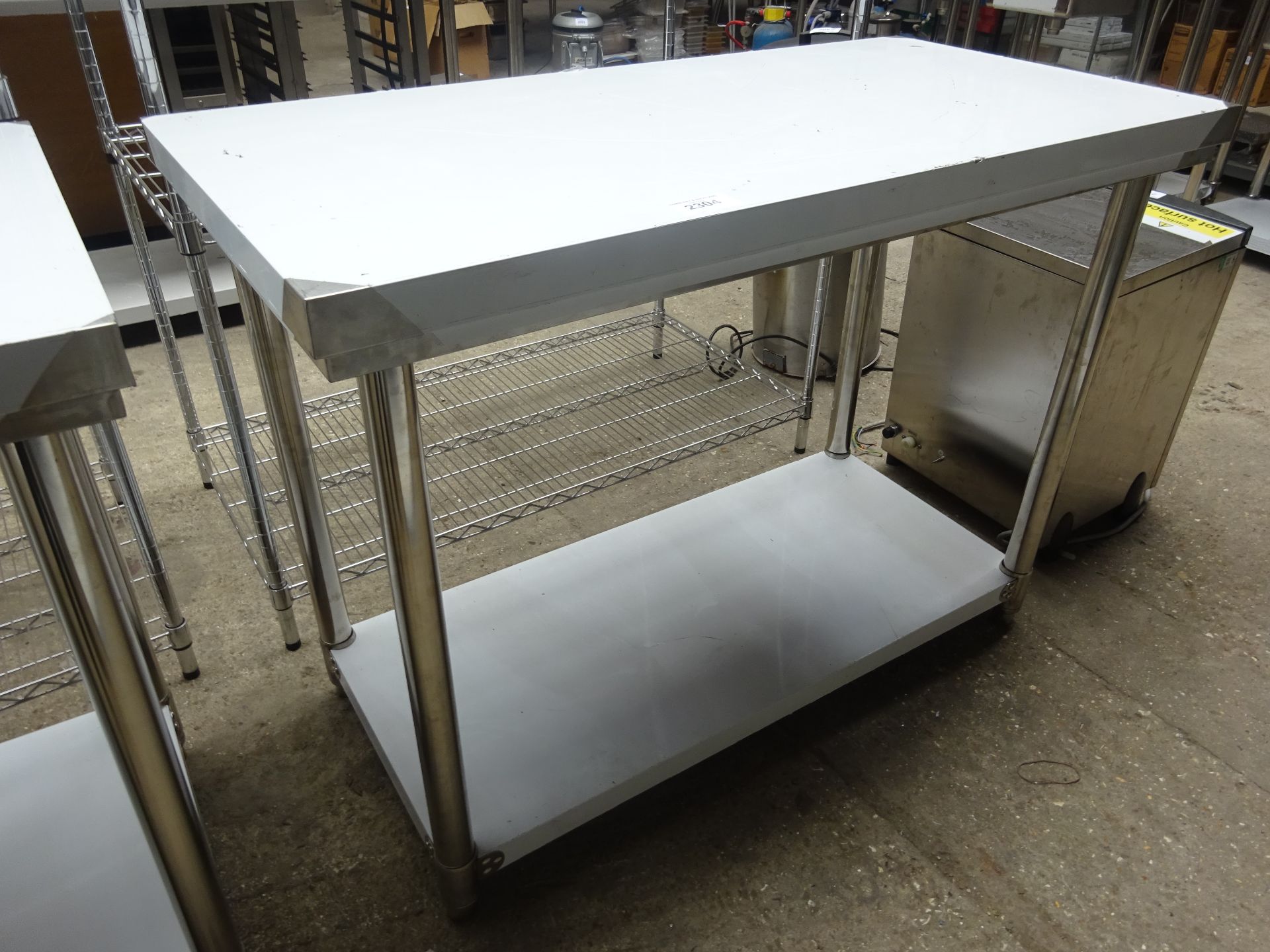 Stainless steel prep table with under shelf H:90cm, W:150cm, D:60cm