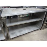 Stainless steel prep table with 2 shelves H:90cm, W:130cm, D:70cm