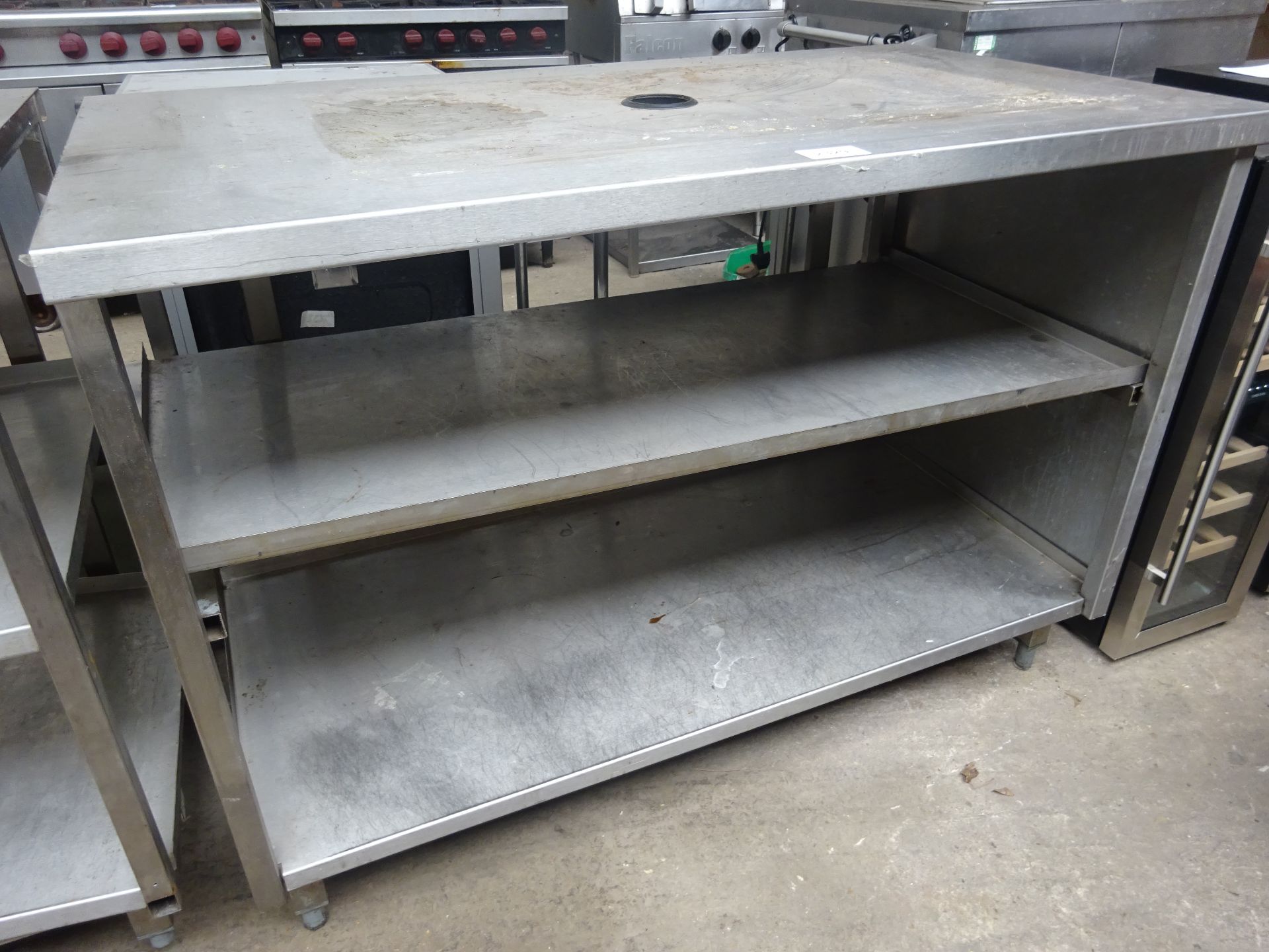 Stainless steel prep table with 2 shelves H:90cm, W:130cm, D:70cm