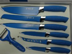 7pc knife set - blue