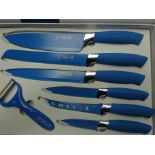 7pc knife set - blue