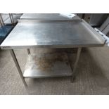 Stainless steel corner prep table with under shelf H:86cm, W: 78cm, L:120cm