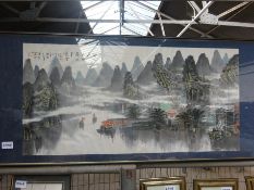 6 large Chinese syle framed and glazed prints.