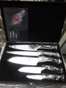 Damascus 5pc knife set in case