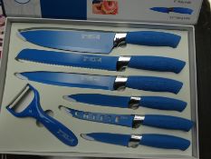 7pc knife set - blue