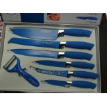 7pc knife set - blue