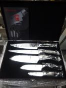 Damascus 5pc knife set in case